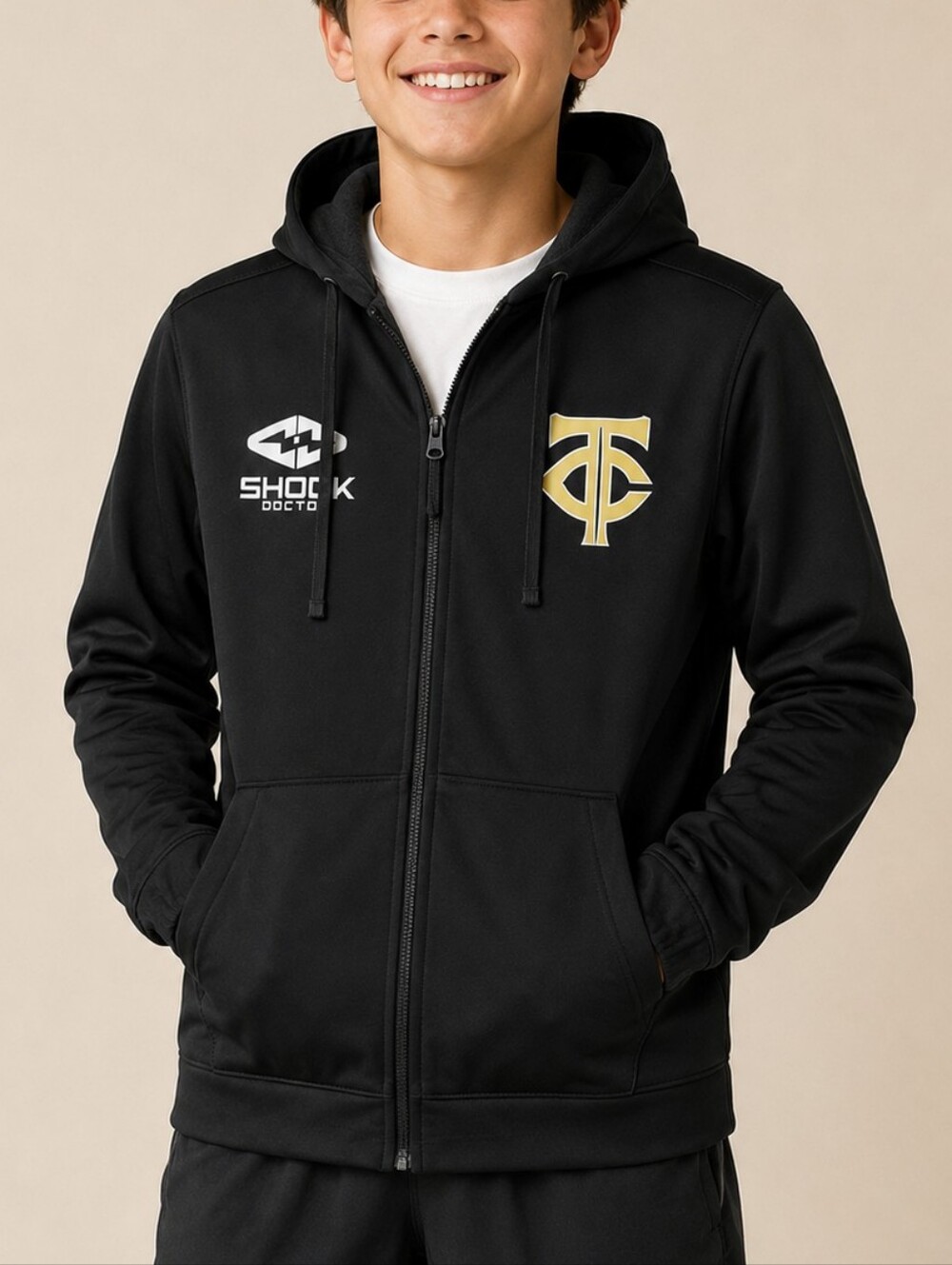 Shock Doctor Kids Black Zip Up Performance Jacket Sports Hoodie Youth Large Boy
